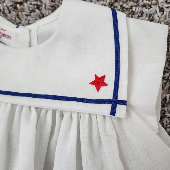 BONNIE JEAN x VINTAGE Sailor anchor little girl's dress‎ white nautical - Picture 6 of 10